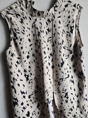 Beige and Black Animal Print Blouse